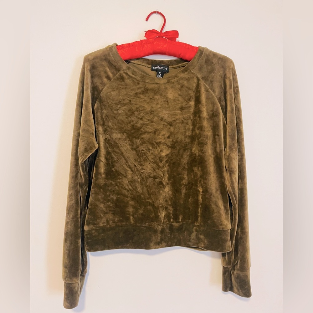 Antique Gold Velour Long Sleeve Knit Top Size S